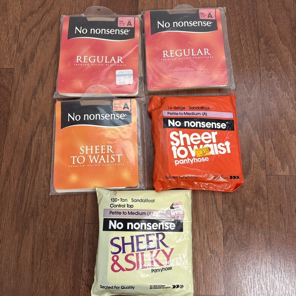 Vintage No Nonsense Pantyhose Lot Of 5  Size A Various Types/Colors Read Descrip